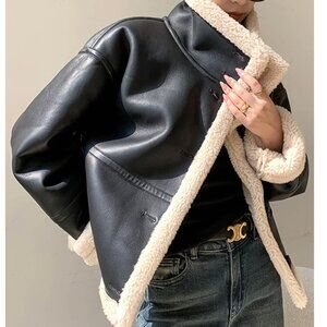 NWT | Commense | Fleece Lined Faux Leather Jacket  | Sz XS